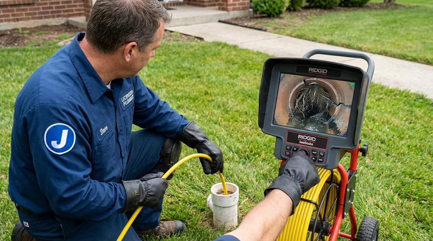 Sewer camera inspection being performed by Johns Plumbing LLC in Roby