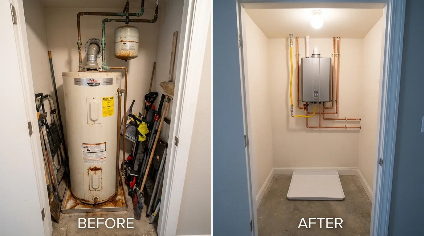 Tank water heater versus wall-mounted tankless unit comparison for Roby, TX homeowners